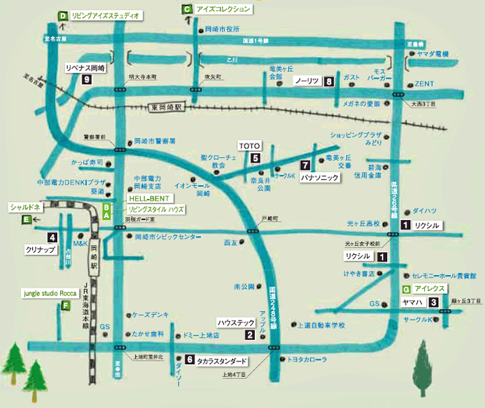 岡崎市ショールームMAP