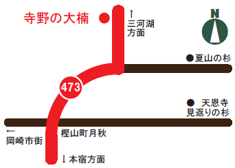 寺野の楠への道案内図